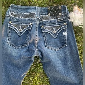 Miss Me Blue Boot Cut Jeans with Silver Accents